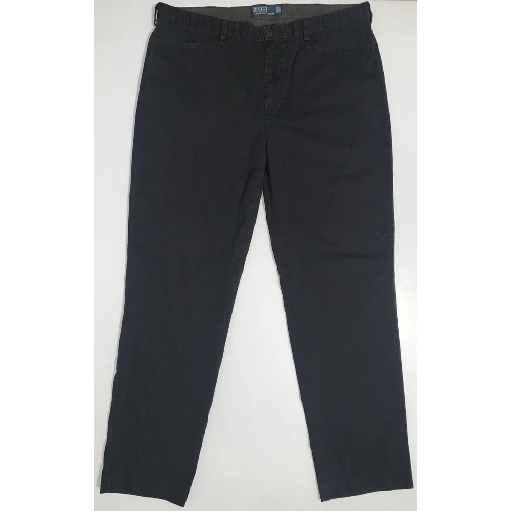 Vintage Polo By Ralph Lauren Mens‎ Black Chino Pants 40/34 Straight Leg Cotton